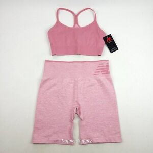 New Balance Sports Bra & Shorts Medium-Intensity Workout Set Hazy Rose Htr Pink